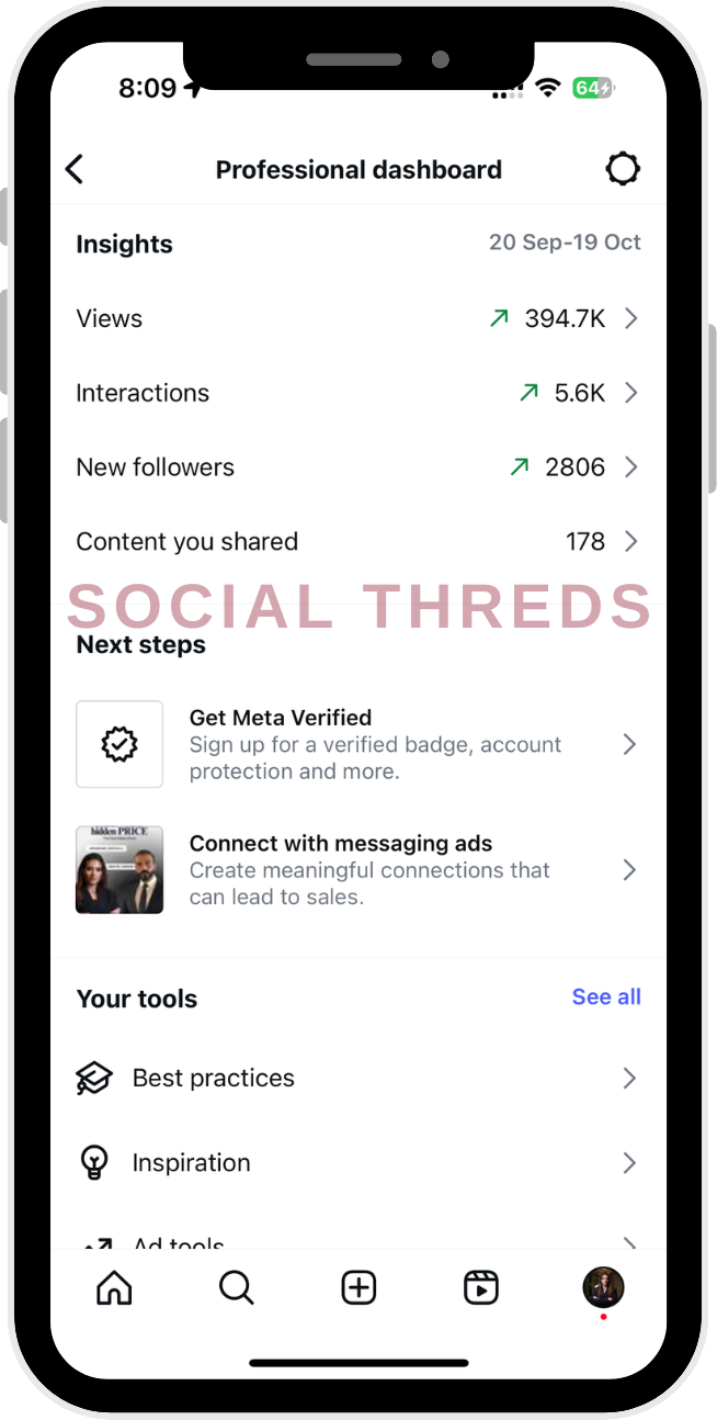 Instagram insights: 394,699 views in 30 days, accounts reached up 241.7%